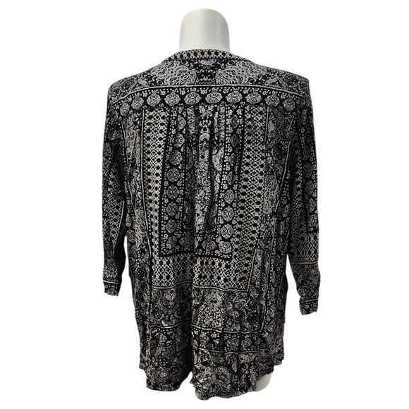 Lucky Brand 3X Black White Patterned Top - Picture 3 of 4